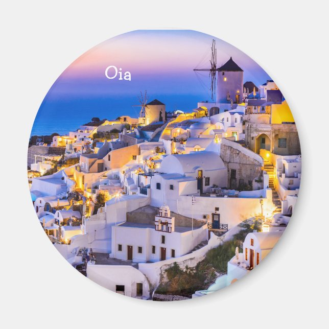 Oia, Santorini, Grekland Magnet (Framsidan)