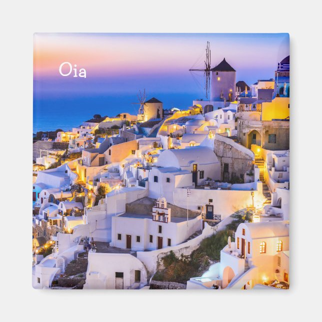 Oia, Santorini, Grekland Magnet (Framsidan)
