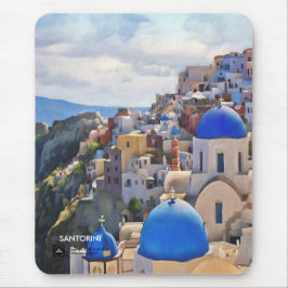 Oia, Santorini. Grekland.Oljemålning. Gift Mousepa Musmatta