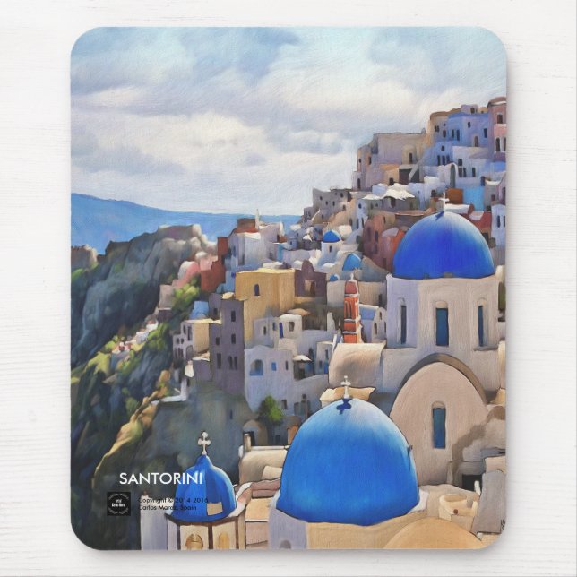 Oia, Santorini. Grekland.Oljemålning. Gift Mousepa Musmatta (Framsidan)