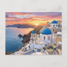 Oia Santorini Grekland Solnedgång Resa vykort