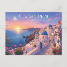 Oia Santorini Grekland Solnedgång Resa vykort