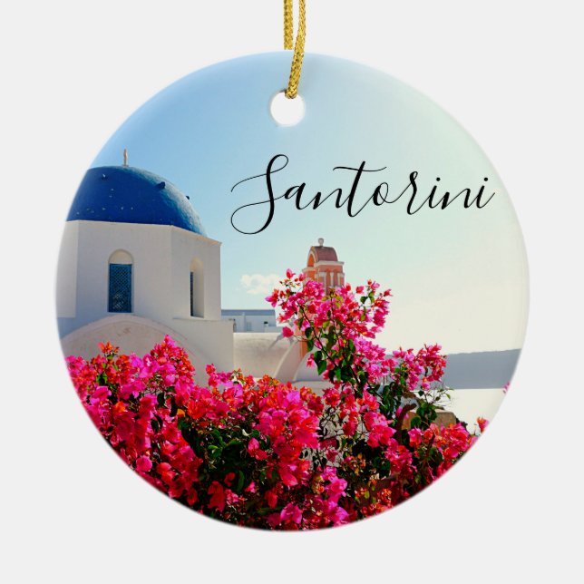 Oia Santorini, Greklands fotografi Julgransprydnad Keramik (Framsidan)