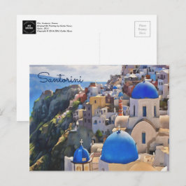 Oia, Santorini. Greklands vykort för målning
