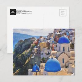 Oia, Santorini. Greklands vykort för målning
