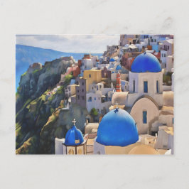 Oia, Santorini. Greklands vykort för målning