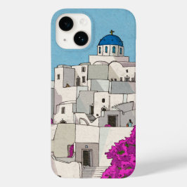 Oia Santorini Island Greece Whimsical Illustration