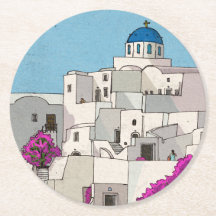Oia Santorini Island Greece Whimsical Illustration