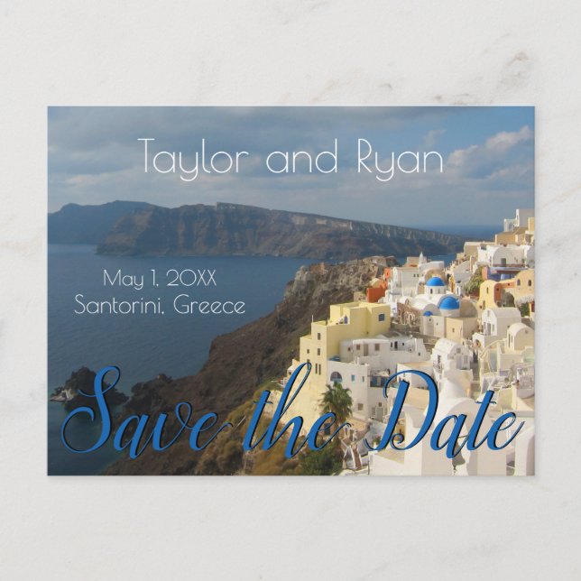 Oia, Santorini skimrar i eftermiddagssolen. Inbjudan Vykort (Framsida)