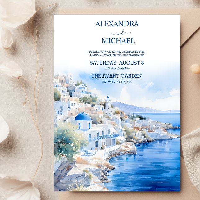 Oia Village Santorini Island Grekland Bröllop Inbjudningar (Skapare uppladdad)