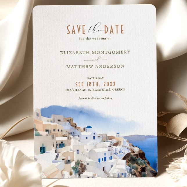 Oia Village Santorini Spara Italien Bröllop Inbjudningar (Skapare uppladdad)