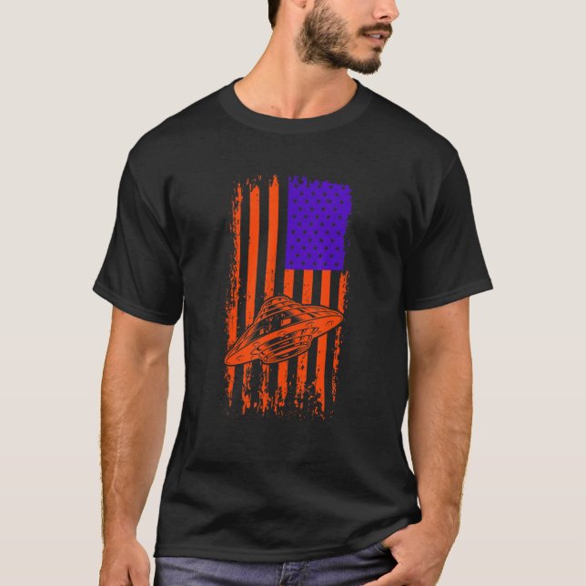 Oidentifierat flygobjekt, USA, Flagga Alien T Shirt (Framsida)