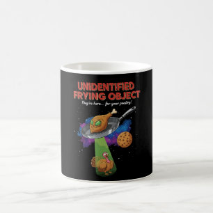 Oidentifierat stekt föremål Rolig utomjording UFO Kaffemugg
