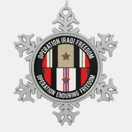 OIF - OEF 1 stjärna Snöflinga Pewter Julgransprydnad