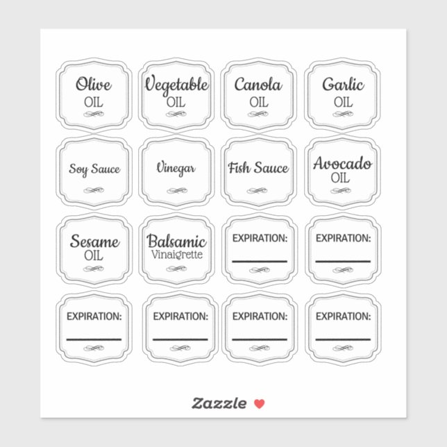 Oil Bottle Labels Klistermärken (Ark)