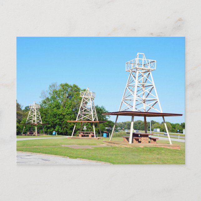 Oil Derrick Picnic Bord, I-20 Highway, Texas Vykort (Framsida)