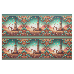 Oil Gas Rig With Leather Print Border Tyg