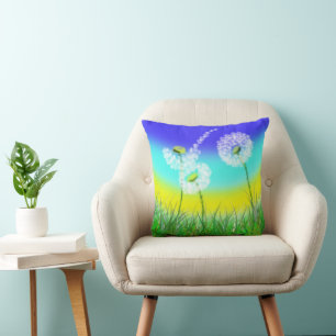 Oil Painting Dandelion Ogräs Clock Kudde