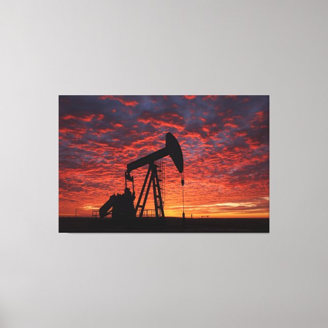 Oil Pumpjack Poster - West Texas Industrial Print Canvastryck (Framsida)
