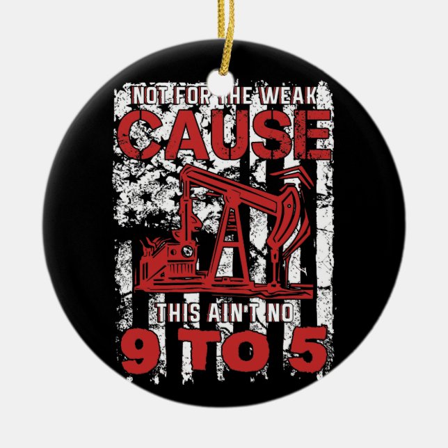 Oil Rig Flagga Julgransprydnad Keramik (Framsidan)