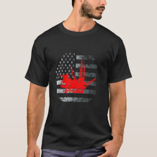 Oil Rig Patriotic US Flagga Oilfield Man Worker Oi T Shirt