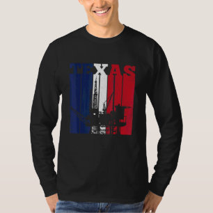 Oil Rig Texas Us Flagga Oilfield Worker Rig Drilli T Shirt