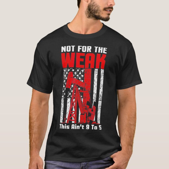 Oil Rig US Flagga Oilfield Industry Oilman Design T Shirt (Framsida)