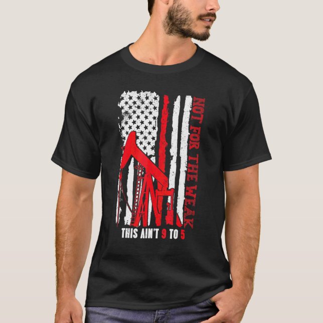 Oil Rig Us Flagga Oilfield Industry Oilman T Shirt (Framsida)