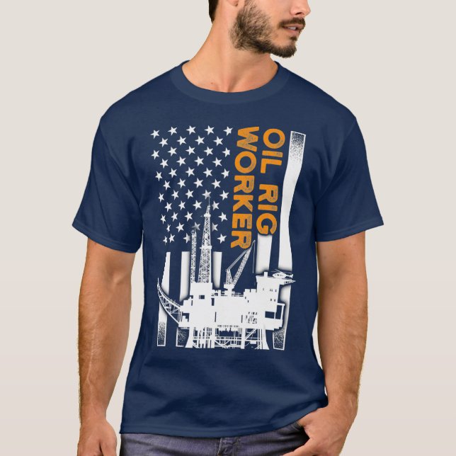 Oil Rig Worker Training USA American Gas T Shirt (Framsida)