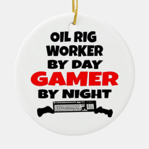 Oil Rig Worker Zombie Sayer Julgransprydnad Keramik