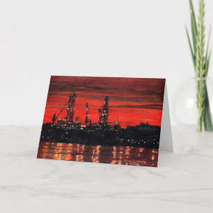 Oil Rigs på natten Tack Kort