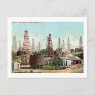 Oil Wells, Los Angeles, California Vintage Vykort