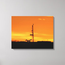 Oil Workover Rig vid Sunset Canvastryck