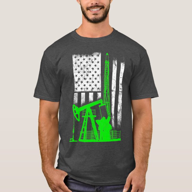 Oilfield Flagga America US St patricks day Rig T Shirt (Framsida)