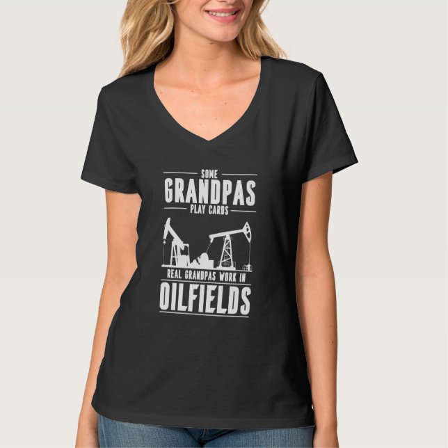 Oilfield Gradnpa Fracking Fracker  Oil Drilling T Shirt (Framsida)