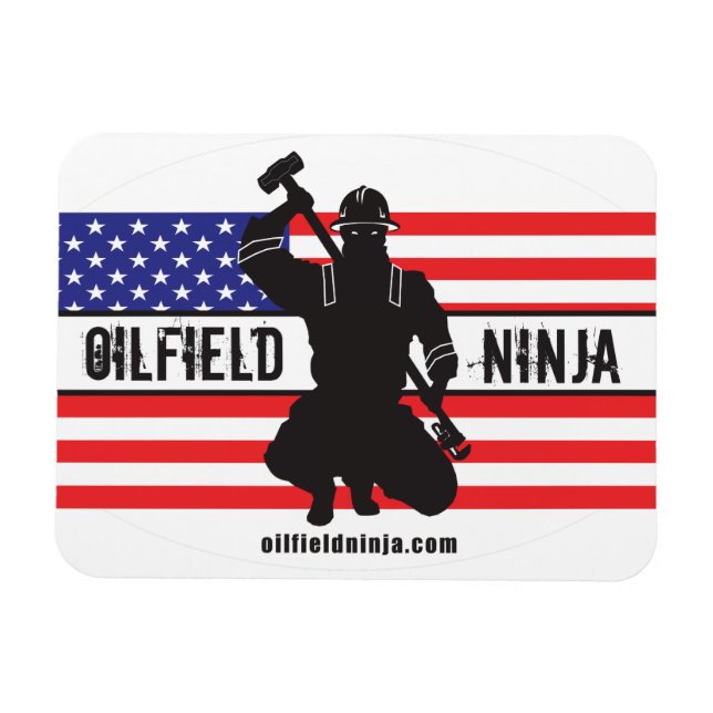 Oilfield Ninja flex magnet w/ US flagga (Horisontell)