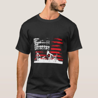 Oilfield Patriotic Flagga with Oil Pumg Rig T Shirt