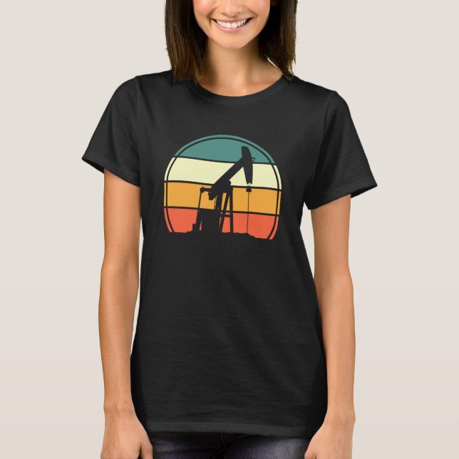 Oilfield Pump Drilling Oilfield Worker Retro Oil R T Shirt (Framsida)