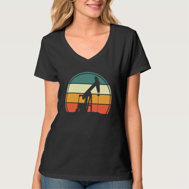 Oilfield Pump Drilling Oilfield Worker Retro Oil R T Shirt (Framsida)