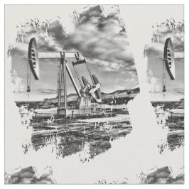 Oilfield Pumpjack i svartvitt stänk Tyg