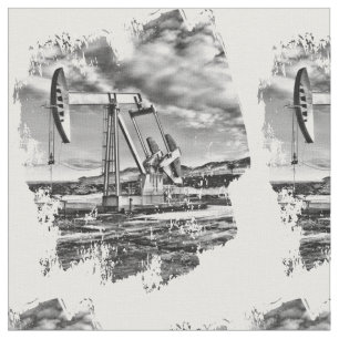 Oilfield Pumpjack i svartvitt stänk Tyg