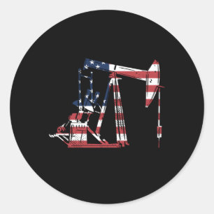 Oilfield Rig Usa American Flagga Oil Fält Refinery Runt Klistermärke