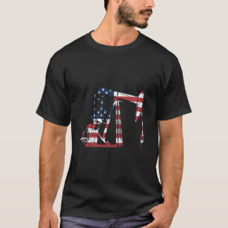 Oilfield Rig Usa American Flagga Oil Fält Refinery T Shirt