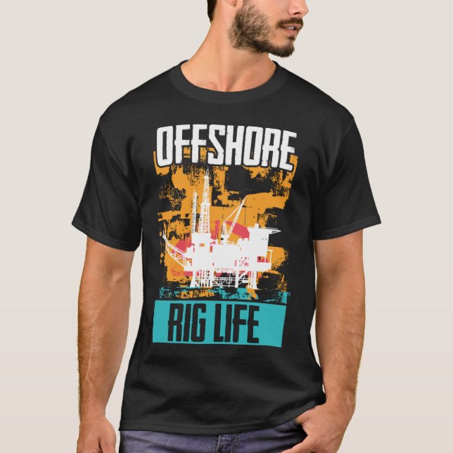 Oilfield Worker Driker Roughnacken Offshore Rig T Shirt (Framsida)