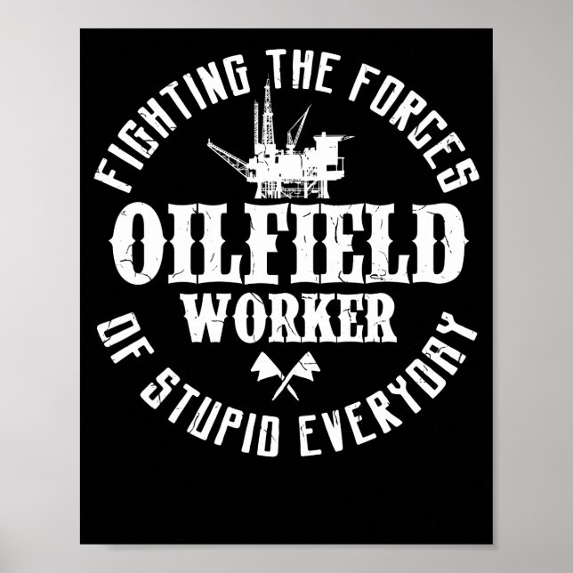 Oilfield Worker Roughnacke som bekämpar kraften ho Poster (Framsidan)