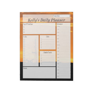 Oilfield Workover Rig vid Sunset Daily Planner Anteckningsblock