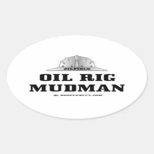 Oilfielden oljeplattformen Mudman, borrande, olja Ovalt Klistermärke