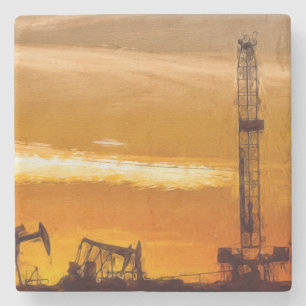 Oilfieldsolnedgång Stenunderlägg