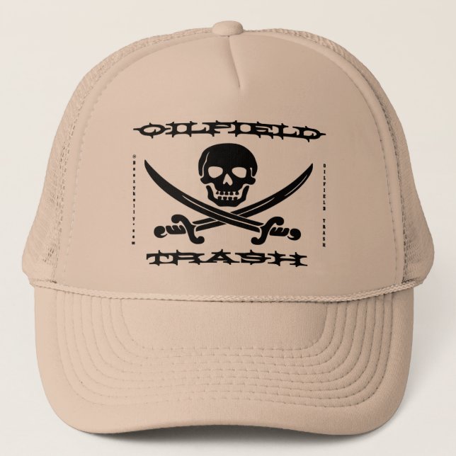 Oilfieldsopor, skalle & Crossbones, olja, pirat Truckerkeps (Framsida)