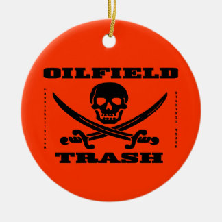 Oilfieldsopor, skallen & Crossbones, olja, gasar, Julgransprydnad Keramik